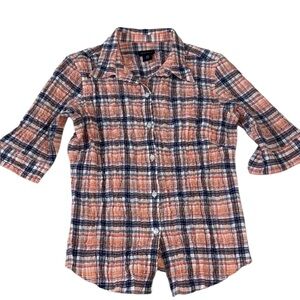 Gant Cotton Orange and Blue Button Down Waffle Shirt Size 8